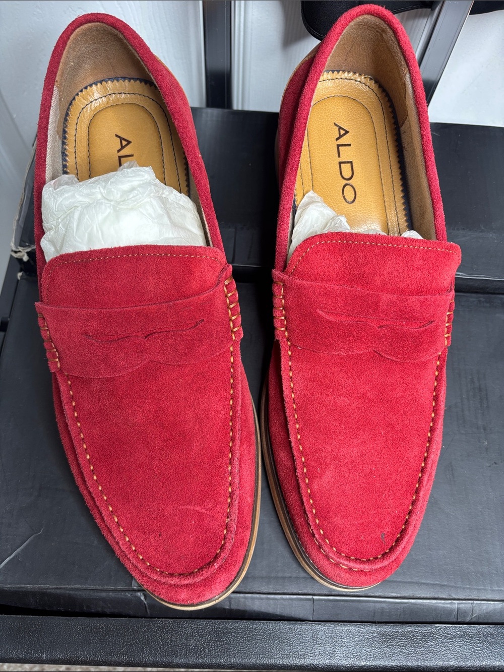 ALDO Red Suede Penny Loafers for Men